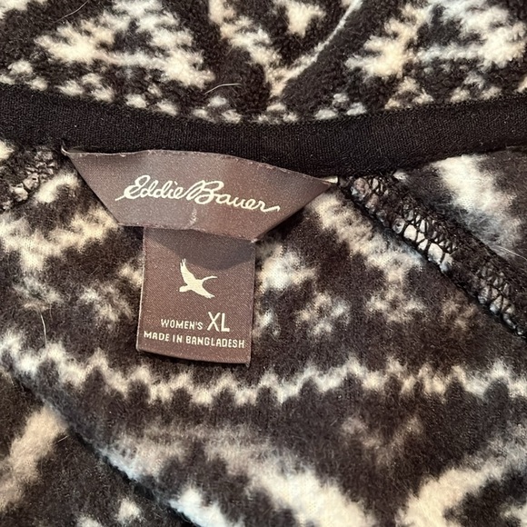 Eddie Bauer Quest fleece quarter zip pull over aztec print black & white XL - Picture 5 of 9